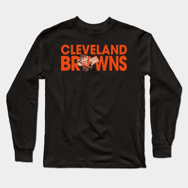 Cleveland Browns Elf Runner Logo Long Sleeve T-Shirt by Goin Ape Studios